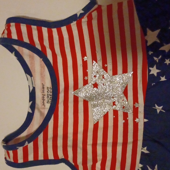 JUMPING BEANS ALL DAY PLAY DRESS 12 MONTHS RED, WHITE AND BLUE - Picture 2 of 8